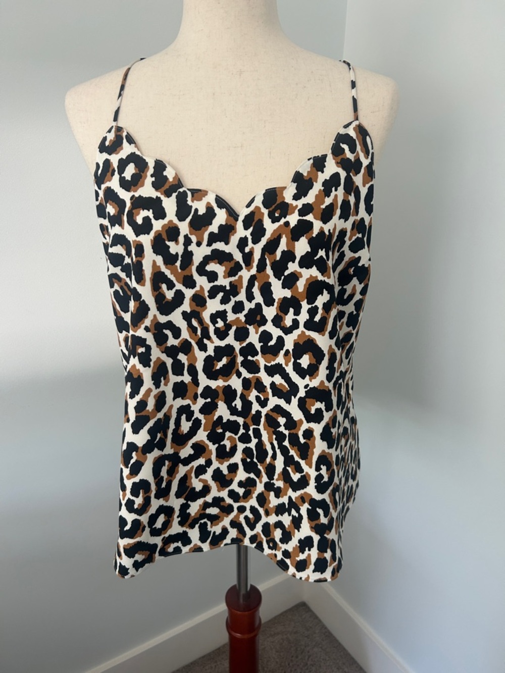 J. Crew Leopard Scallop-Edge Cami in White, Black & Brown